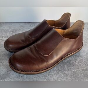 Trippen Women's Brown Leather Front Flap Slip-on Loafers 9